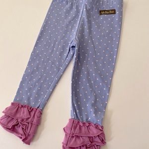 Matilda Jane 12-18 mos. gently used blue/pink polka dot ruffle legging